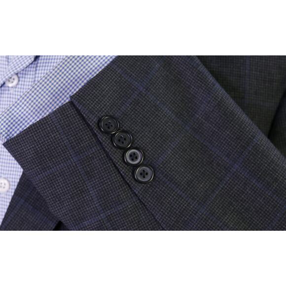 Brooks Brothers Gray Blue Windowpane Wool 2-Btn Sportcoat Blazer 48R - Picture 6 of 9